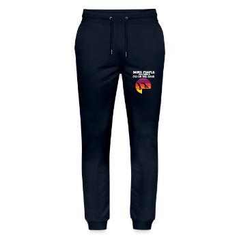 Certaines personnes ont juste besoin d’une tape dans le dos drôle - Pantalon de jogging bio MOVER Stanley/Stella unisexe - marine - Devant - Marisol (170cm) & Nik (191cm)