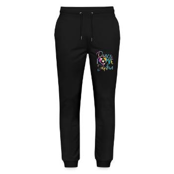 Dolphin Peace Love Dolphin - Stanley/Stella Unisex Bio Jogginghose Mover  - Schwarz - Vorne - Marisol (170cm) & Nik (191cm)
