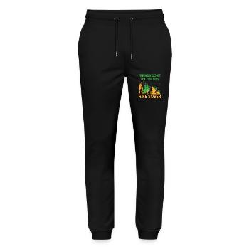 Wandern Wanderer Natur Trekking Outdoor Bergsteigerin - Stanley/Stella Unisex Bio Jogginghose Mover  - Schwarz - Vorne - Marisol (170cm) & Nik (191cm)