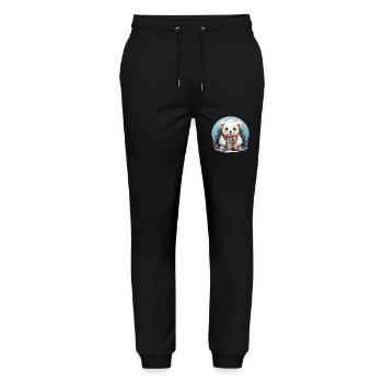 Christmas polar bear with a gift - Stanley/Stella Mover Unisex Organic Jogging Trousers - black - Front - Marisol (170cm) & Nik (191cm)