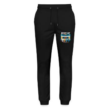 47th Birthday Cassette November Vintage 1976 - Stanley/Stella Mover Unisex Organic Jogging Trousers - black - Front - Marisol (170cm) & Nik (191cm)