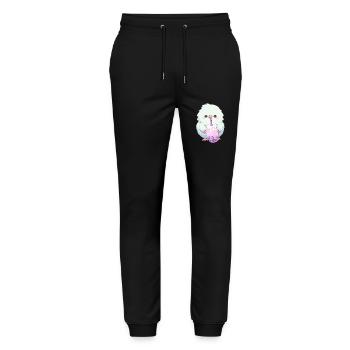 Kawaii Lovebird Drinks Boba Bubble Tea Chibi - Stanley/Stella Mover Unisex Organic Jogging Trousers - black - Front - Marisol (170cm) & Nik (191cm)
