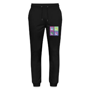 Dolphin Retro 80s 90s Vintage - Stanley/Stella Unisex Bio Jogginghose Mover  - Schwarz - Vorne - Marisol (170cm) & Nik (191cm)