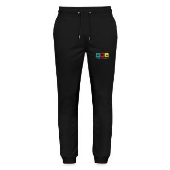 Peace Love Armadillo Mammal USA - Stanley/Stella Mover Unisex Organic Jogging Trousers - black - Front - Marisol (170cm) & Nik (191cm)