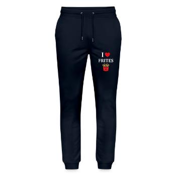 i love frites - Pantalon de jogging bio MOVER Stanley/Stella unisexe - marine - Devant - Marisol (170cm) & Nik (191cm)