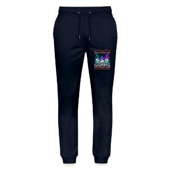 Funny Christmas Forecast Gaming Gnome Ugly Xmas - Stanley/Stella Mover Unisex Organic Jogging Trousers - navy - Front - Marisol (170cm) & Nik (191cm)
