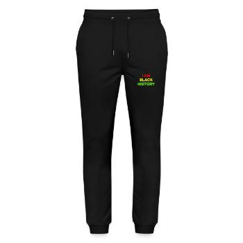 I Am Black History 3 Rastafarian Colors - African - Stanley/Stella Mover Unisex Organic Jogging Trousers - black - Front - Marisol (170cm) & Nik (191cm)