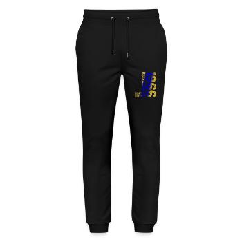 1966 December Limited Edition 57th Birthday Decoration - Stanley/Stella Mover Unisex Organic Jogging Trousers - black - Front - Marisol (170cm) & Nik (191cm)