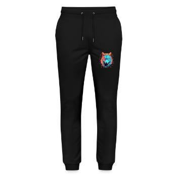 Wolf with xmas lights, Love Wolfs - Stanley/Stella Mover Unisex Organic Jogging Trousers - black - Front - Marisol (170cm) & Nik (191cm)
