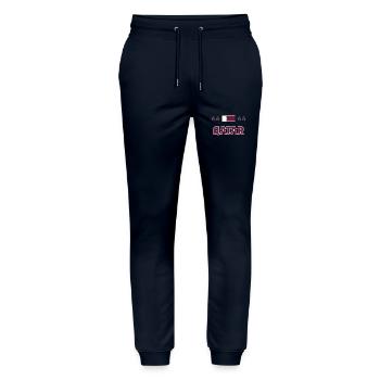 Qatar - Stanley/Stella Mover Unisex Organic Jogging Trousers - navy - Front - Marisol (170cm) & Nik (191cm)