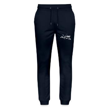 Kampfflugzeug T-Shirt - Cooles Kampfflugzeug - Stanley/Stella Unisex Bio Jogginghose Mover  - Navy - Vorne - Marisol (170cm) & Nik (191cm)