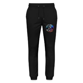 Yin Yang - Stanley/Stella Mover Unisex Organic Jogging Trousers - black - Front - Marisol (170cm) & Nik (191cm)
