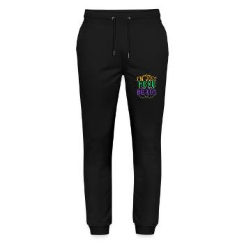 I'm Just Here For The Beads Carnival Mardi Gras - Stanley/Stella Mover Unisex Organic Jogging Trousers - black - Front - Marisol (170cm) & Nik (191cm)