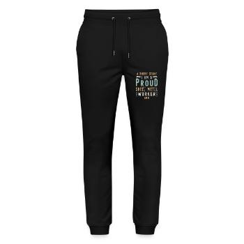 Tôlier Une petite histoire Je suis métallurgiste - Pantalon de jogging bio MOVER Stanley/Stella unisexe - noir - Devant - Marisol (170cm) & Nik (191cm)