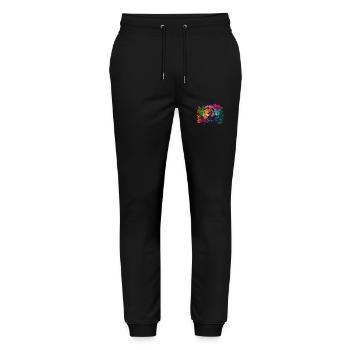 Farbvolles Logo von einem magischen Wald - Stanley/Stella Unisex Bio Jogginghose Mover  - Schwarz - Vorne - Marisol (170cm) & Nik (191cm)
