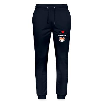 Kitsune Japanischer Little Fox Humor - Stanley/Stella Unisex Bio Jogginghose Mover  - Navy - Vorne - Marisol (170cm) & Nik (191cm)