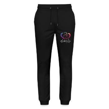 Nurse Midwife Birth Worker Rainbow - Stanley/Stella Unisex Bio Jogginghose Mover  - Schwarz - Vorne - Marisol (170cm) & Nik (191cm)