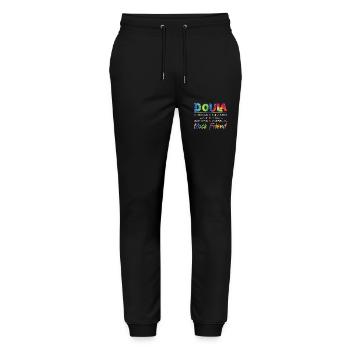 Doula Birth Worker Doula Motivator - Stanley/Stella Unisex Bio Jogginghose Mover  - Schwarz - Vorne - Marisol (170cm) & Nik (191cm)