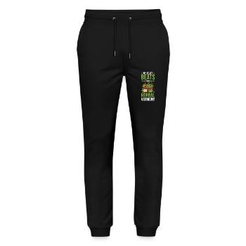 Kräuterkräuter - Stanley/Stella Unisex Bio Jogginghose Mover  - Schwarz - Vorne - Marisol (170cm) & Nik (191cm)