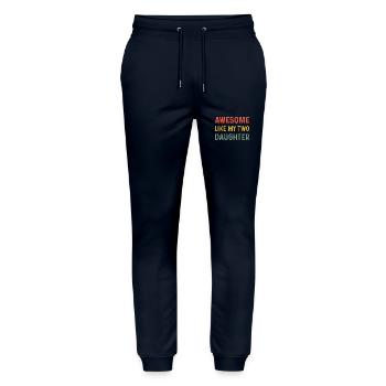 GÉNIAL COMME MES DEUX FILLES Papa de la fête des pères - Pantalon de jogging bio MOVER Stanley/Stella unisexe - marine - Devant - Marisol (170cm) & Nik (191cm)