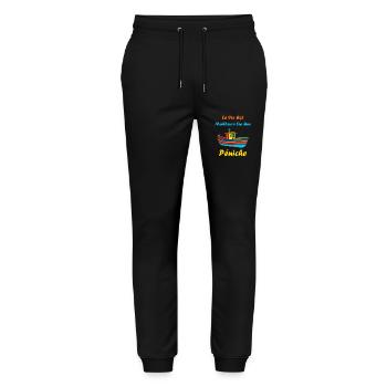 Bateau humour péniche - Pantalon de jogging bio MOVER Stanley/Stella unisexe - noir - Devant - Marisol (170cm) & Nik (191cm)