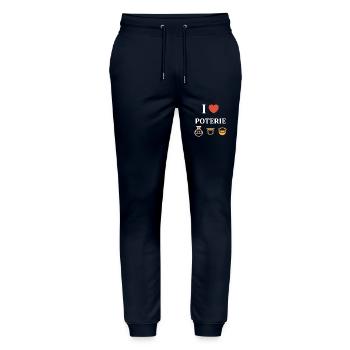 Humour pots de Poterie - Pantalon de jogging bio MOVER Stanley/Stella unisexe - marine - Devant - Marisol (170cm) & Nik (191cm)