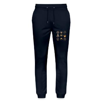Humour pots de Poterie - Pantalon de jogging bio MOVER Stanley/Stella unisexe - marine - Devant - Marisol (170cm) & Nik (191cm)