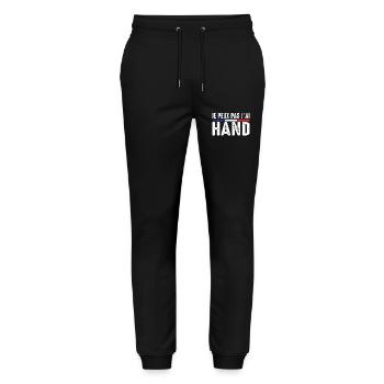 Je Peux Pas J'ai Hand handball Joueur Handballeur - Pantalon de jogging bio MOVER Stanley/Stella unisexe - noir - Devant - Marisol (170cm) & Nik (191cm)