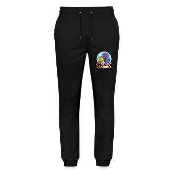 Häkeln Oma Häklerin Häkelnadel Häkelt Geschenk - Stanley/Stella Unisex Bio Jogginghose Mover  - Schwarz - Vorne - Marisol (170cm) & Nik (191cm)