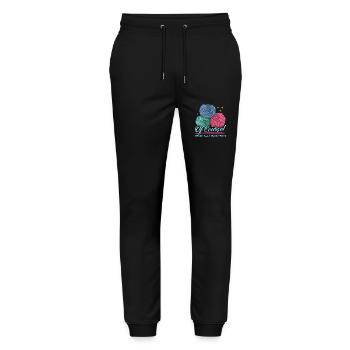 Crochet Crochet | Crochet Crochet Gift - Stanley/Stella Mover Unisex Organic Jogging Trousers - black - Front - Marisol (170cm) & Nik (191cm)
