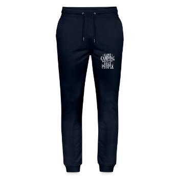 I love Camping because I hate People Holidays - Stanley/Stella Mover Unisex Organic Jogging Trousers - navy - Front - Marisol (170cm) & Nik (191cm)