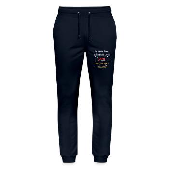 Peu importe combien je dis je t’aime - Pantalon de jogging bio MOVER Stanley/Stella unisexe - marine - Devant - Marisol (170cm) & Nik (191cm)