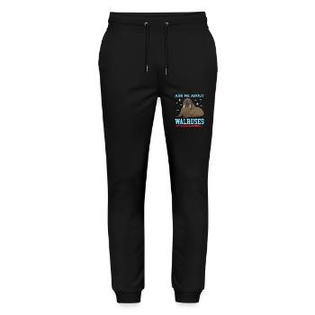 Walrus Walrus Gift - Stanley/Stella Mover Unisex Organic Jogging Trousers - black - Front - Marisol (170cm) & Nik (191cm)