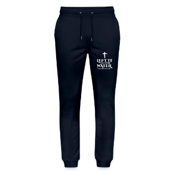 Left It In The Water Christian Religious Baptism - Stanley/Stella Mover Unisex Organic Jogging Trousers - navy - Front - Marisol (170cm) & Nik (191cm)