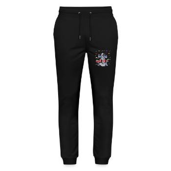 Astronauten-Trommler - Stanley/Stella Unisex Bio Jogginghose Mover  - Schwarz - Vorne - Marisol (170cm) & Nik (191cm)
