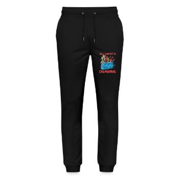 Artist Painter Graphic All I Want Is Drawings - Stanley/Stella Mover Unisex Organic Jogging Trousers - black - Front - Marisol (170cm) & Nik (191cm)