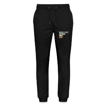 Bester Ehemann seit 2024 1.Hochzeitstag - Stanley/Stella Unisex Bio Jogginghose Mover  - Schwarz - Vorne - Marisol (170cm) & Nik (191cm)