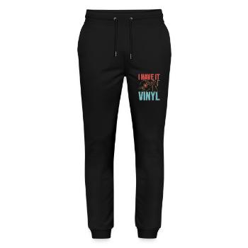 I Have It On Vinyl Record Vintage Fan - Stanley/Stella Mover Unisex Organic Jogging Trousers - black - Front - Marisol (170cm) & Nik (191cm)