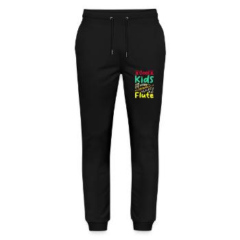 For children, cool kids play flute - Stanley/Stella Mover Unisex Organic Jogging Trousers - black - Front - Marisol (170cm) & Nik (191cm)