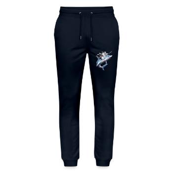 Cat Ninja Riding Shark - Stanley/Stella Mover Unisex Organic Jogging Trousers - navy - Front - Marisol (170cm) & Nik (191cm)