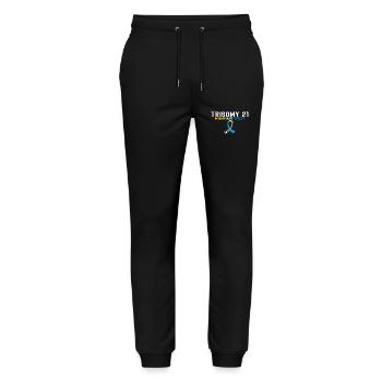 Down-Syndrom-Bewusstseinsband - DownRightPerfect - Stanley/Stella Unisex Bio Jogginghose Mover  - Schwarz - Vorne - Marisol (170cm) & Nik (191cm)