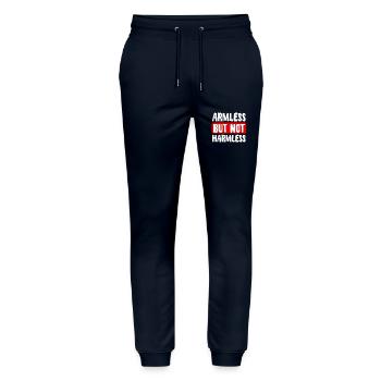Funny saying for arm amputees - Stanley/Stella Mover Unisex Organic Jogging Trousers - navy - Front - Marisol (170cm) & Nik (191cm)