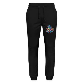 Drache Postbote, Drachenpostbote, Briefträger - Stanley/Stella Unisex Bio Jogginghose Mover  - Schwarz - Vorne - Marisol (170cm) & Nik (191cm)