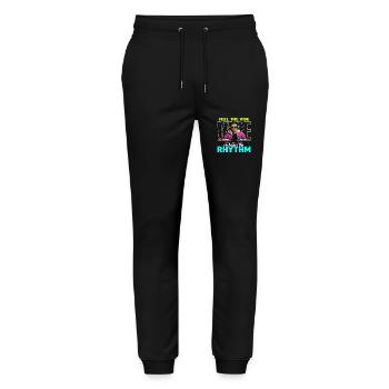 Disc Jockey Feel The Vibe Turntable Disc Jockeys - Stanley/Stella Mover Unisex Organic Jogging Trousers - black - Front - Marisol (170cm) & Nik (191cm)