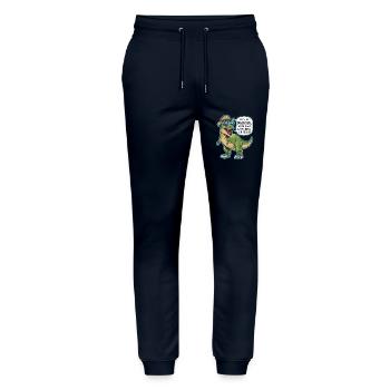ICH BIN VIELLEICHT EIN DINOSAURIER. MODISCH IM TREND! - Stanley/Stella Unisex Bio Jogginghose Mover  - Navy - Vorne - Marisol (170cm) & Nik (191cm)