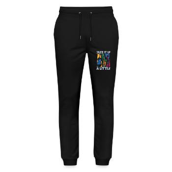 Jazz Music Jazz It Up A Little Saxophone Musician - Stanley/Stella Mover Unisex Organic Jogging Trousers - black - Front - Marisol (170cm) & Nik (191cm)