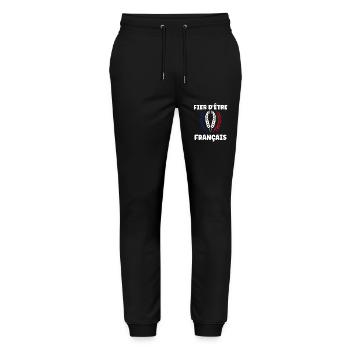 Je suis français - Pantalon de jogging bio MOVER Stanley/Stella unisexe - noir - Devant - Marisol (170cm) & Nik (191cm)