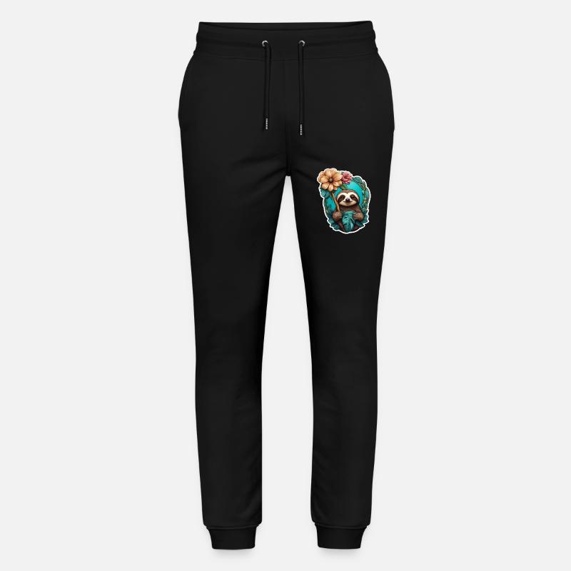 Faultier und Blume - Stanley/Stella Unisex Bio Jogginghose Mover  - Schwarz