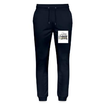 I love - Stanley/Stella Mover Unisex Organic Jogging Trousers - navy - Front - Marisol (170cm) & Nik (191cm)
