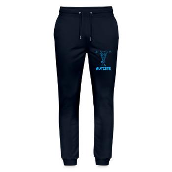 Soyez patient avec moi je suis autiste - Pantalon de jogging bio MOVER Stanley/Stella unisexe - marine - Devant - Marisol (170cm) & Nik (191cm)